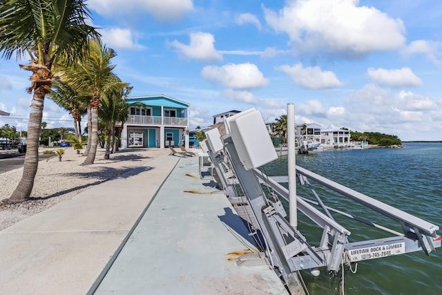 view of dock featuring a water view