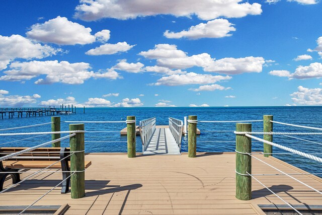 dock area featuring a water view