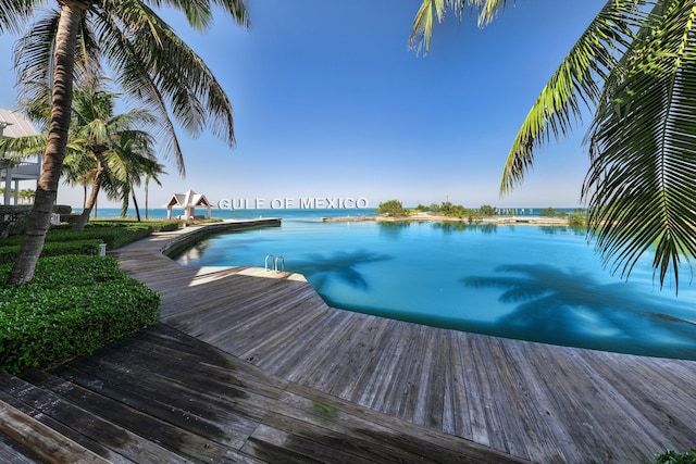 dock area featuring a water view