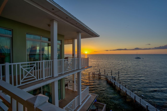 dock area featuring a water view