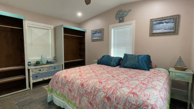 bedroom with vaulted ceiling