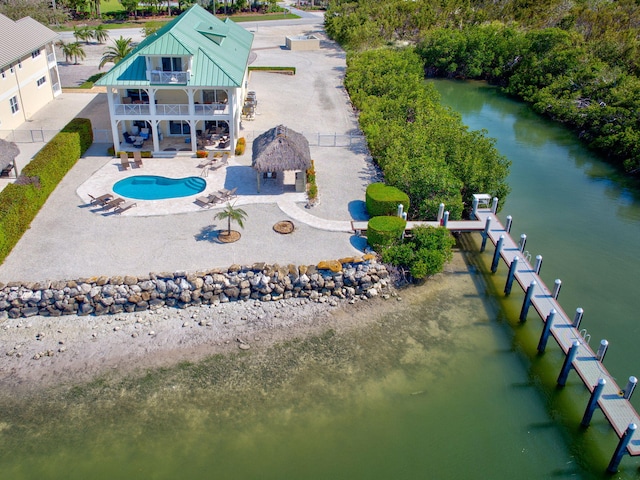 2394 Coco Plum Dr, Marathon, FL 33050 - view from above of property featuring a pool area and a nearby body of water