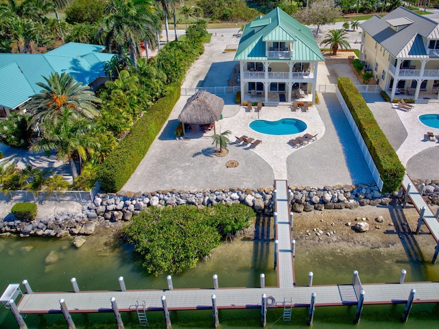 2394 Coco Plum Dr, Marathon, FL 33050 - aerial view of property and surrounding area featuring a pool area and a nearby body of water