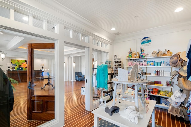 interior space featuring crown molding