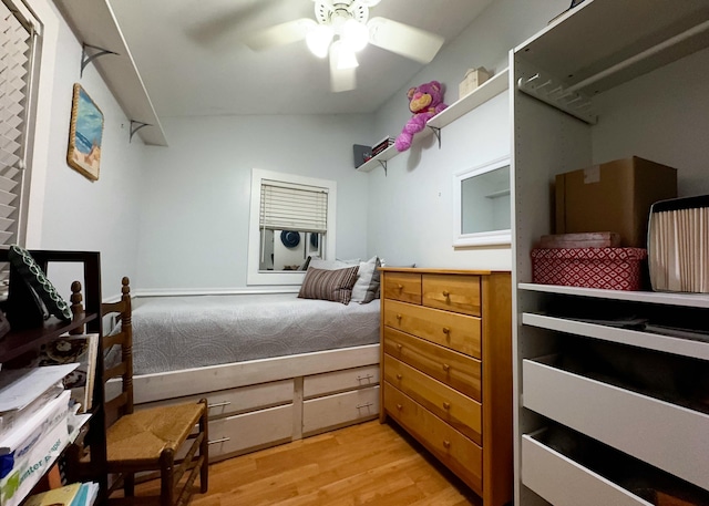 2 Riviera Dr, Big Coppitt, FL 33040 - bedroom featuring light wood-style flooring, a ceiling fan, and vaulted ceiling