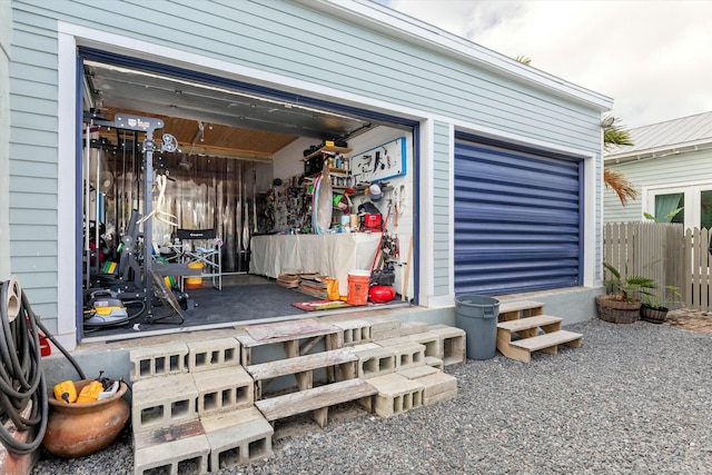 view of garage