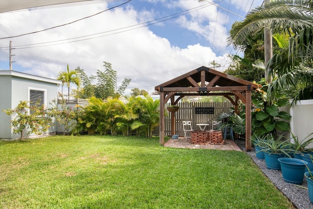 view of yard with a gazebo