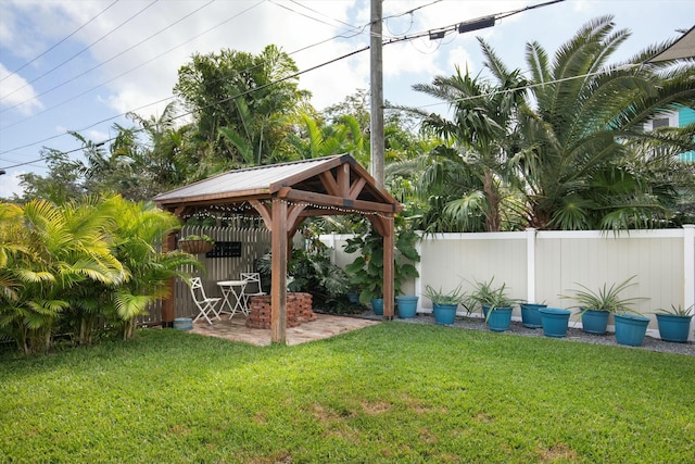 view of yard with a gazebo and a patio