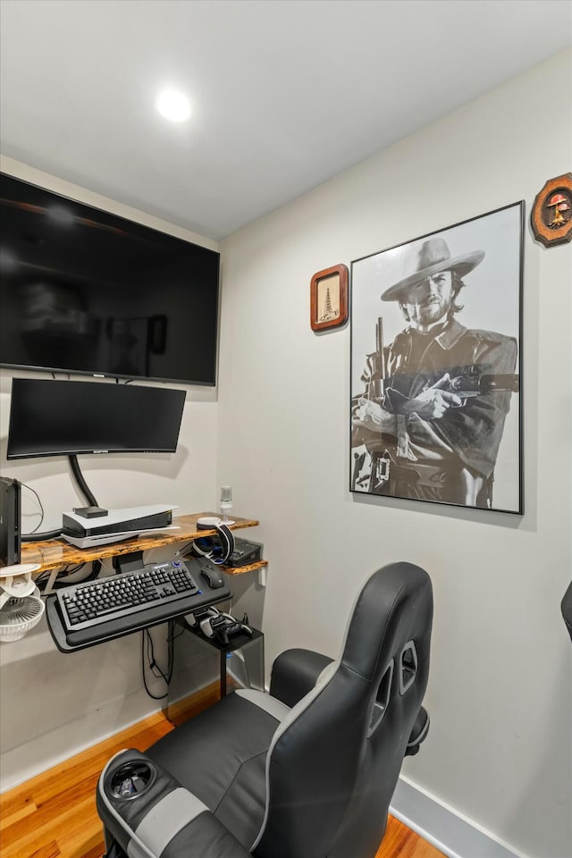 office space featuring hardwood / wood-style flooring