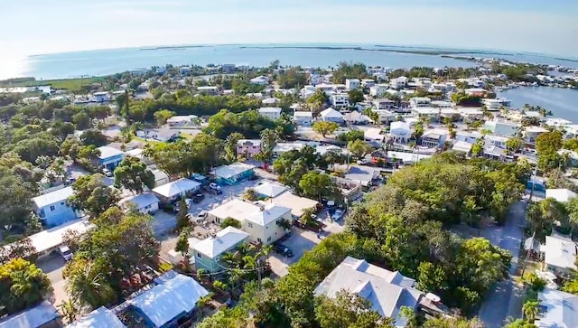 drone / aerial view with a water view and a residential view