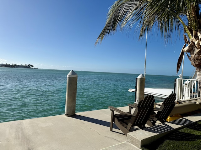 view of dock featuring a water view