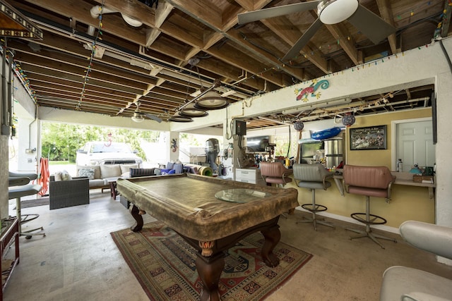 recreation room featuring pool table and concrete flooring