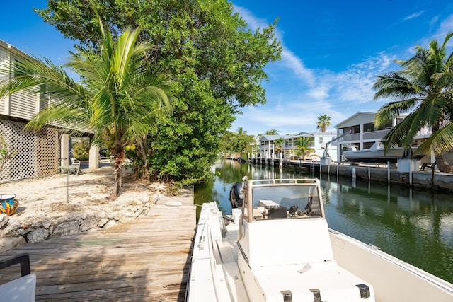 view of dock featuring a water view