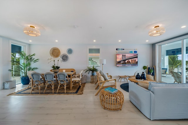 living room featuring floor to ceiling windows