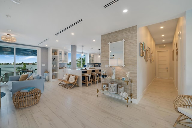 living room featuring light hardwood / wood-style flooring