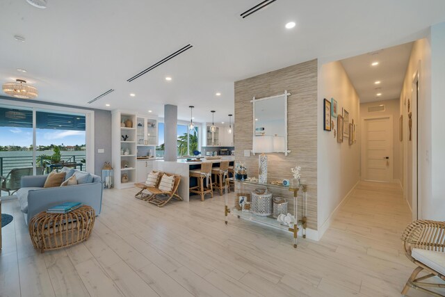 living room featuring light hardwood / wood-style flooring