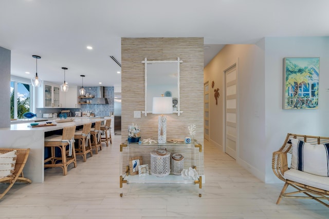 interior space with light hardwood / wood-style flooring