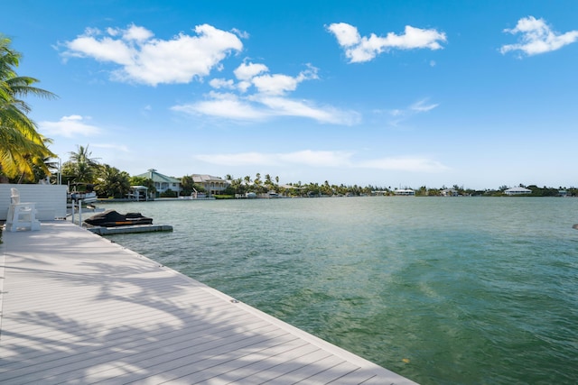 view of dock featuring a water view