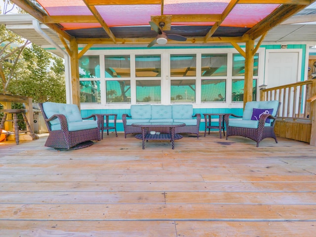 deck featuring an outdoor hangout area