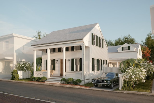 view of front facade featuring covered porch