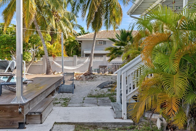 exterior space featuring a wooden deck