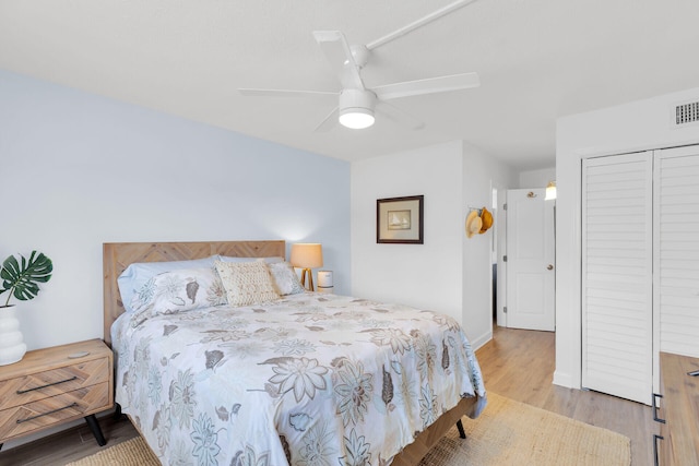 389 N Anglers Dr Unit 101, Marathon, FL 33050 - bedroom with wood finished floors, a closet, and ceiling fan