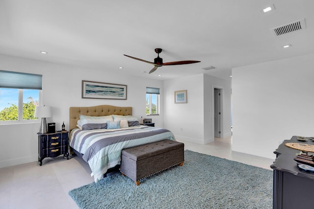 bedroom featuring ceiling fan