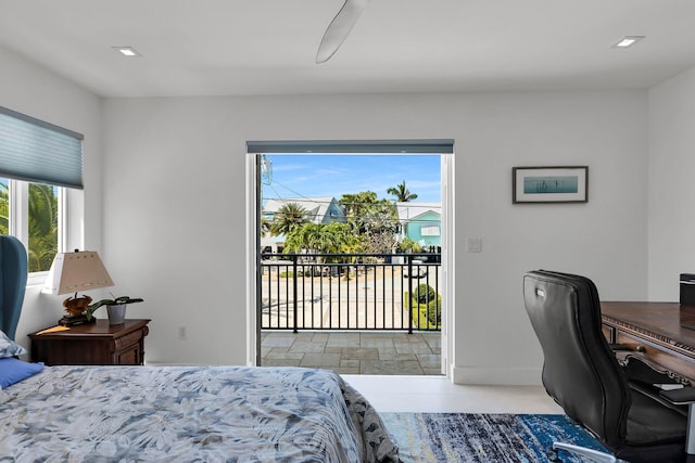 bedroom featuring access to outside