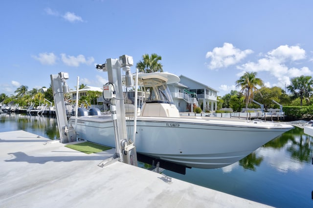 dock area with a water view