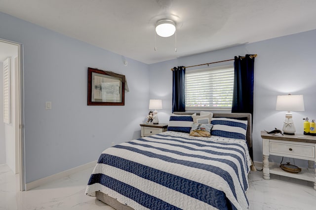 bedroom featuring ceiling fan