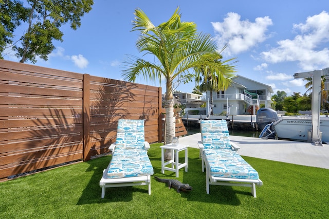 exterior space featuring a boat dock