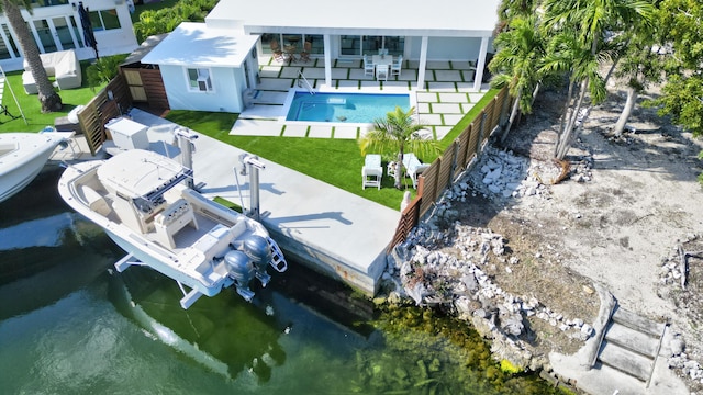 bird's eye view featuring a water view