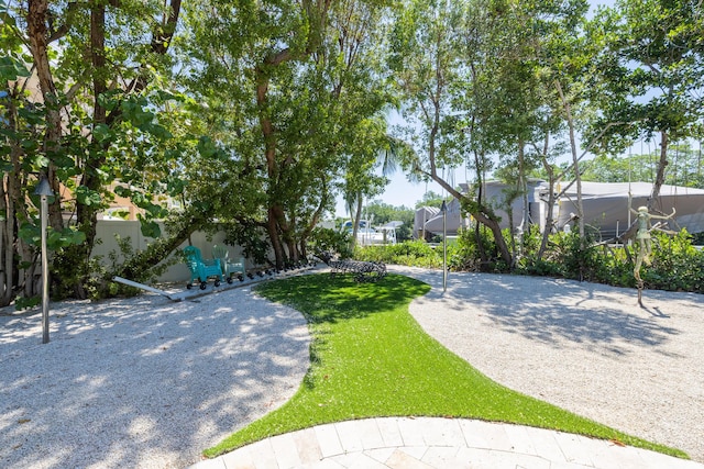 view of home's community with a yard