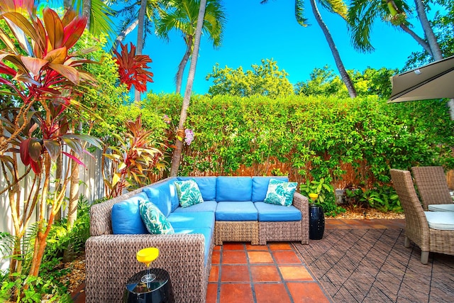 view of patio with an outdoor living space