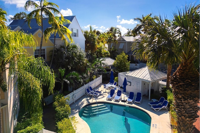 view of pool featuring a patio