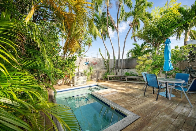 view of pool featuring a deck