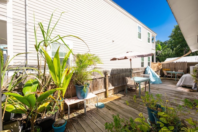 wooden deck featuring fence