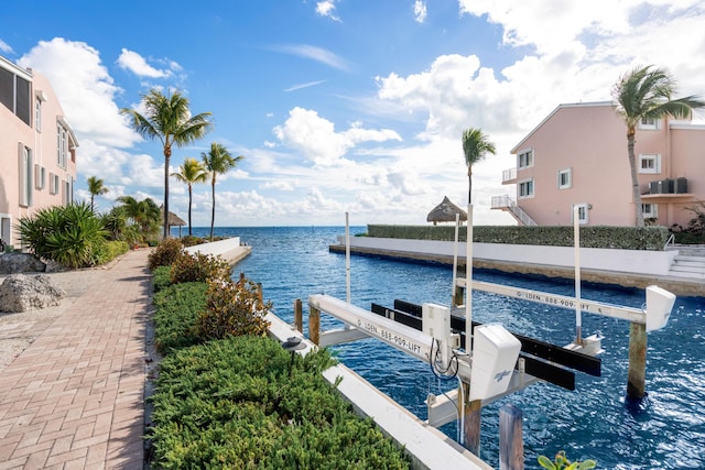 view of dock featuring a water view