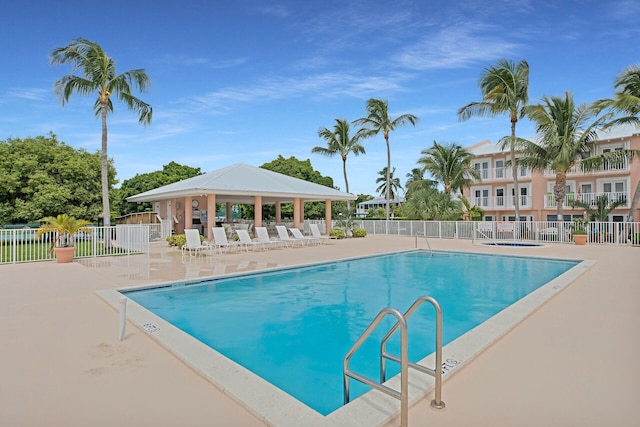 view of pool featuring a patio area and a gazebo