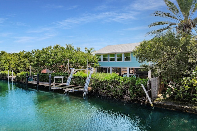 view of dock featuring a water view