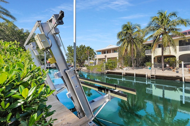 dock area featuring a water view