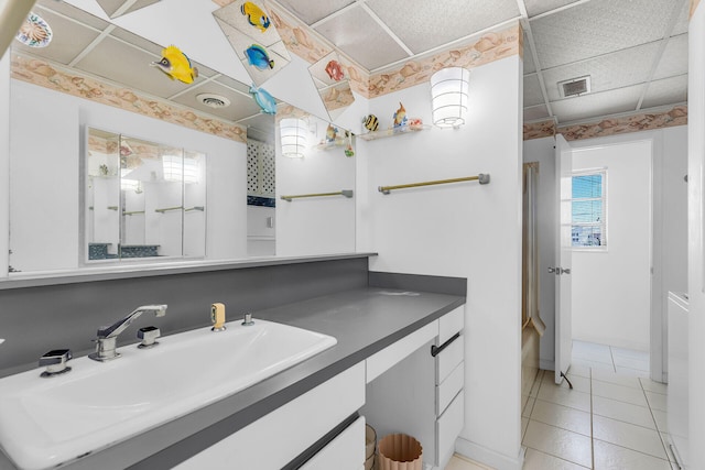 bathroom featuring vanity and tile patterned flooring