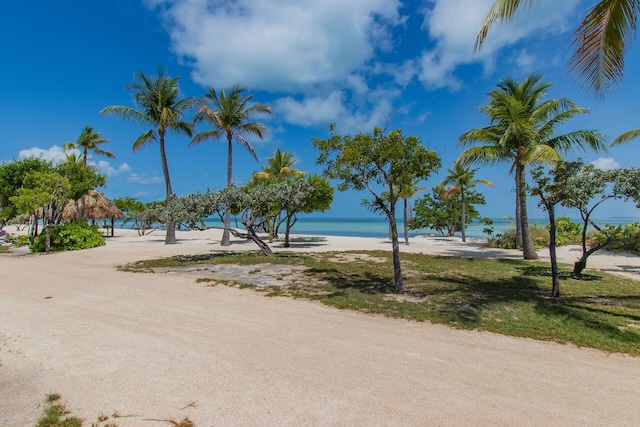 exterior space featuring a gazebo and a view of the beach