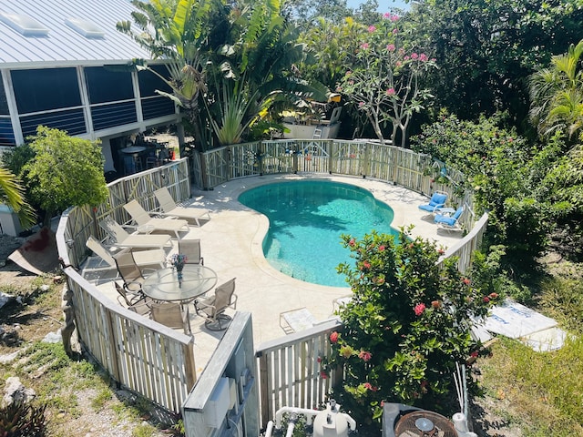 view of swimming pool with a patio