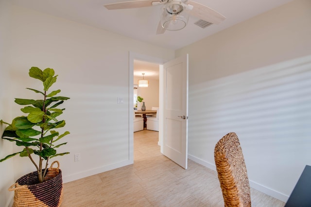 home office featuring ceiling fan