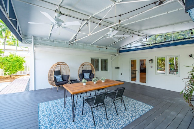 wooden deck featuring french doors