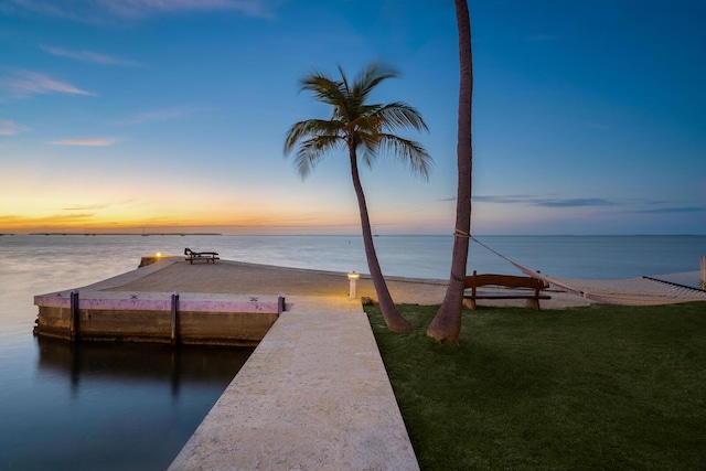 dock area featuring a water view