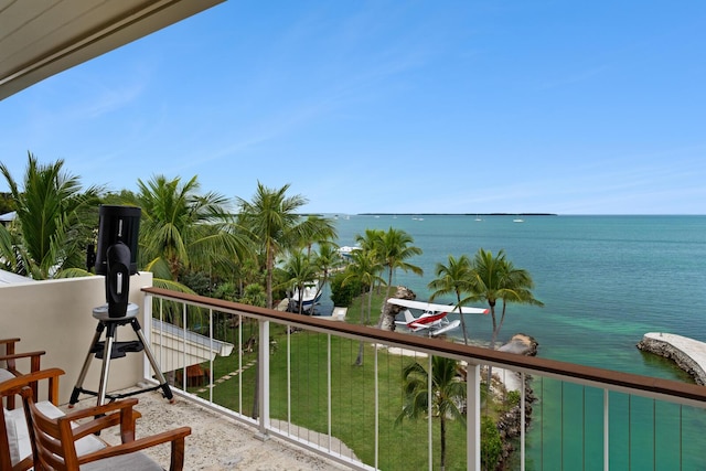 balcony with a water view