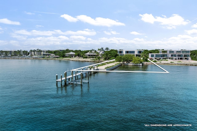 property view of water with a boat dock