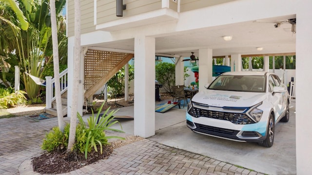 garage with a carport